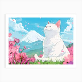 Sakura And Cat Art Print