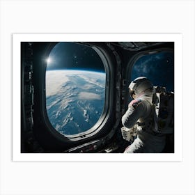Astronaut Looking Out Of Spacecraft Window Art Print