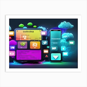 Mobile App Concept Future Of Mobile Applications Development In Colorful Dreaming Life Art Print