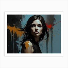 Girl With Paint Splatters Art Print