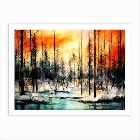 Scorched Snow - Winter Sunset Art Print