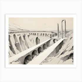 Surreal Bridge Landscaper Art Print