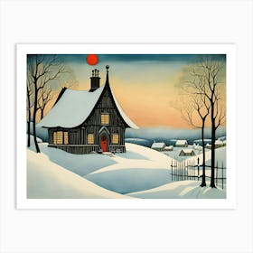 House In The Snow Art Print