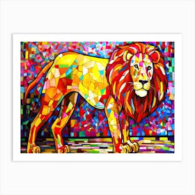 Lion Pose - Stained Glass Lion Art Print