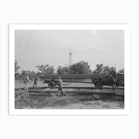 Untitled Photo, Possibly Related To Unloading Pipe From Truck At Oil Well, Seminole Oil Field, Oklahoma By Russe Art Print