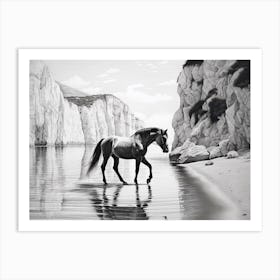 A Horse Oil Painting In Navagio Beach (Shipwreck Beach), Greece, Landscape 1 Art Print