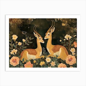 Floral Animal Illustration Gazelle 2 Art Print