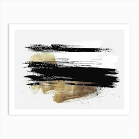 Black And Gold Brush Strokes 21 Art Print