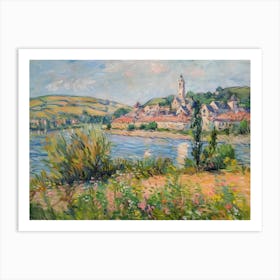 Village Lakeshore Retreat Painting Inspired By Paul Cezanne Art Print