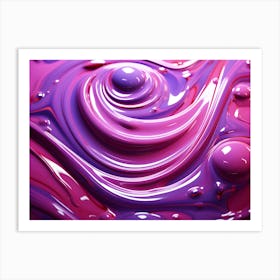 Pink & Purple Gloss Fluid Swirls & Bubbles Abstract Art Print