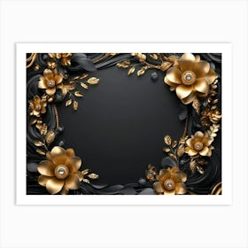 Gold Floral Frame 2 Art Print