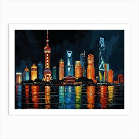 City at Night 1 Art Print