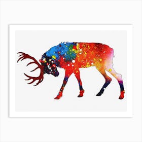 Animal Negative Space ― Elk ― Deer Family Art Print