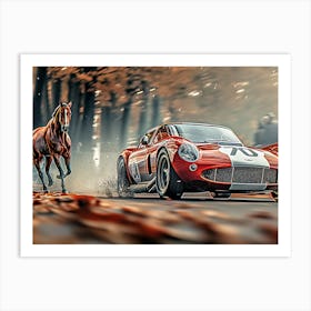 Horse Racing In Autumn Art Print