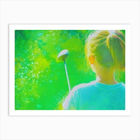 Little Girl Playing Golf Oil Painting Art Print