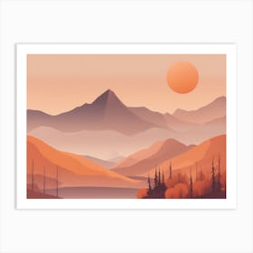 Misty mountains horizontal background in orange tone 156 Art Print