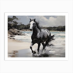 A Horse Oil Painting In Hyams Beach, Australia, Landscape 4 Art Print