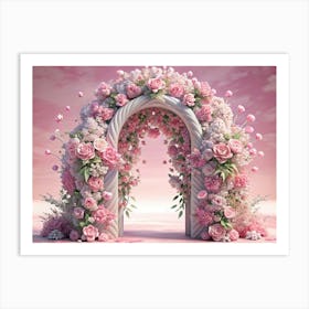 Pink Floral Arch Art Print