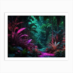 Futuristic neon cyberpunk jungle 10 Art Print