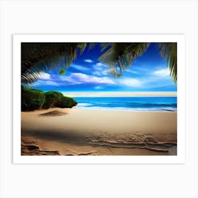 Beach With Palm Trees 7 Art Print