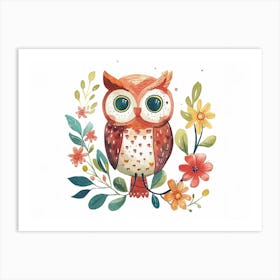 Little Floral Owl 4 Art Print