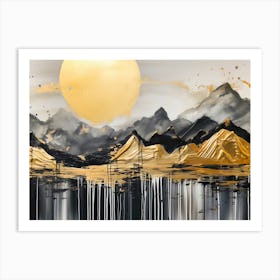 Black And Gold Mountains Art Print