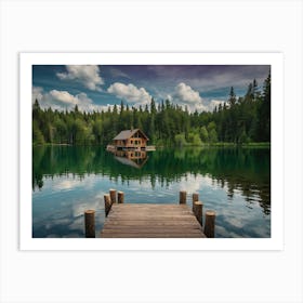 Cabin On A Lake 1 Art Print