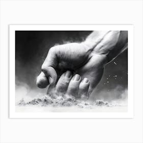 Fist Hand Reaching Into Sand Art Print