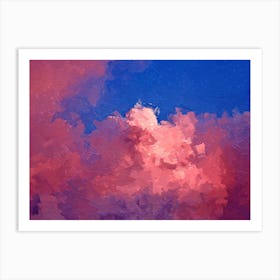Pink Clouds Oil Painting Landscape Art Print