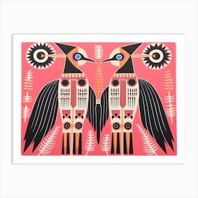 Woodpecker 1 Folk Style Animal Illustration Art Print