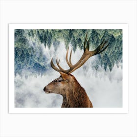 The Deer And The Woods Art Print