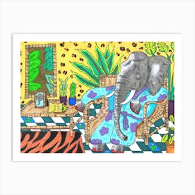 Elephant At Home Art Print