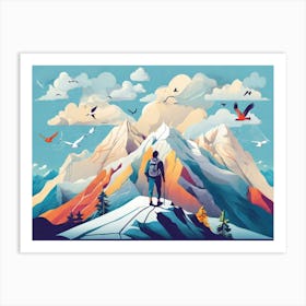 Man Looking At The Mountains Art Print