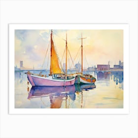 Two Boats In The Harbor 1 Art Print