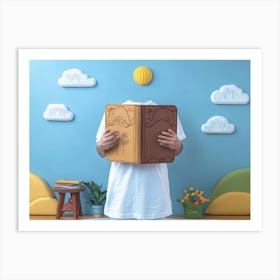 Boy Holding A Book Art Print