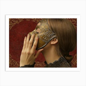 Woman With A Mask Art Print