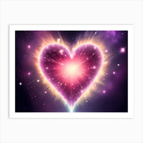 A Colorful Glowing Heart On A Dark Background Horizontal Composition 79 Art Print