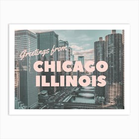 Greetings From Chicago Illinois | Chicago Illinois Travel Postcard Art Print