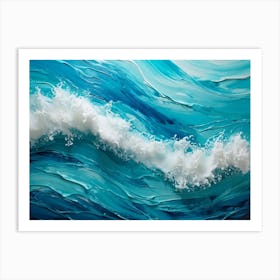 Abstract Turquoise Waves Cresting With A Tangible Sense Of Fresh Nautical Texture Imply Movement D (5) Art Print