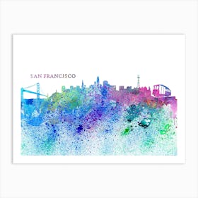 San Francisco California Skyline Splash Art Print