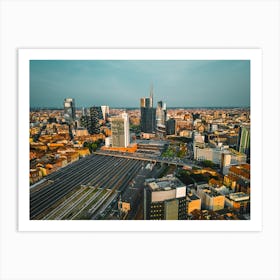 Tramonto Magico su Milano: Vista Aerea Art Print