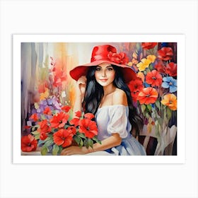 Girl Among Flowers 12 Art Print