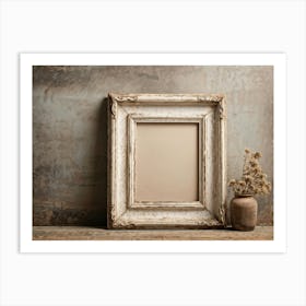 Vintage Textured Cardboard Frame Holding An Artistic Design Edges Worn And Gently Curling Patina O (2) Art Print