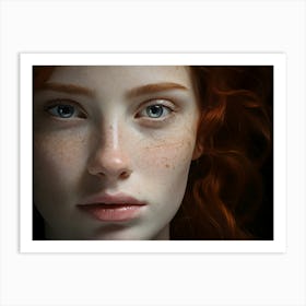 Woman With Fiery Red Hair Art Print