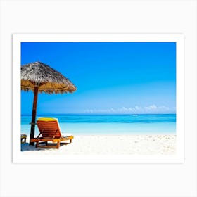 Relax Lounge Dream Ocean Beach Chair Idylli Holiday Rest Swim Shore Paradise Shoreline B (38) Art Print