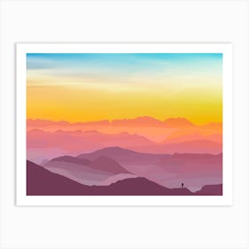 Wanderlust - Sunset In The Mountains Art Print