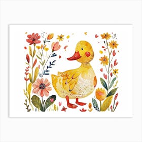 Little Floral Duck 4 Art Print