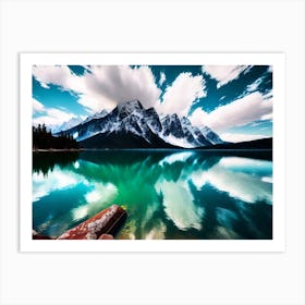 Mountain Lake With Clouds Art Print