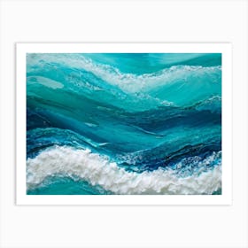 Abstract Turquoise Waves Cresting With A Tangible Sense Of Fresh Nautical Texture Imply Movement D 2 1 Art Print