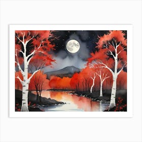 Moonlight Over The River 1 Art Print